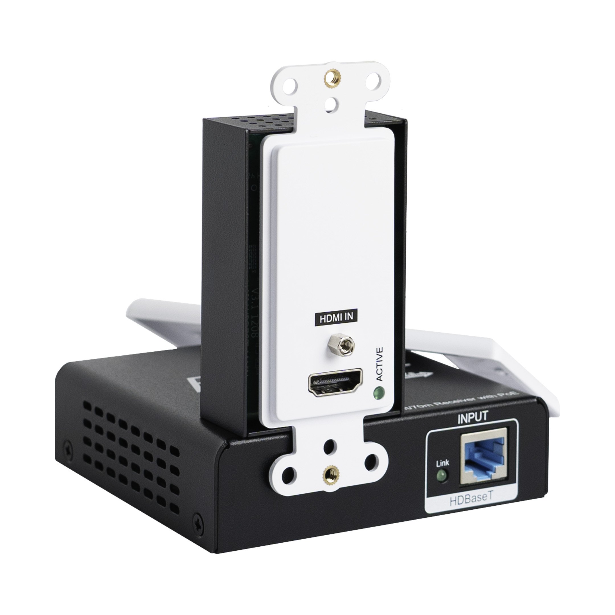 Hero shot of the Evolution by Vanco EVWP3000 HdBaset Extender Set With Wall Plate Transmitter.